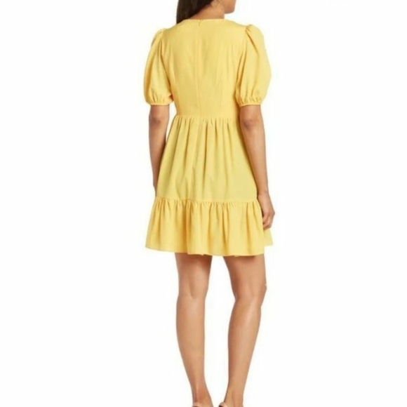Eliza J Surplice V neck Puff Sleeve Yellow Dress - Picture 5 of 6